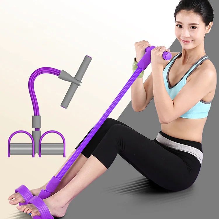 4-Tube Elastic Pull Rope, Foot Pedal Rally, Home Use Slimming Equipment