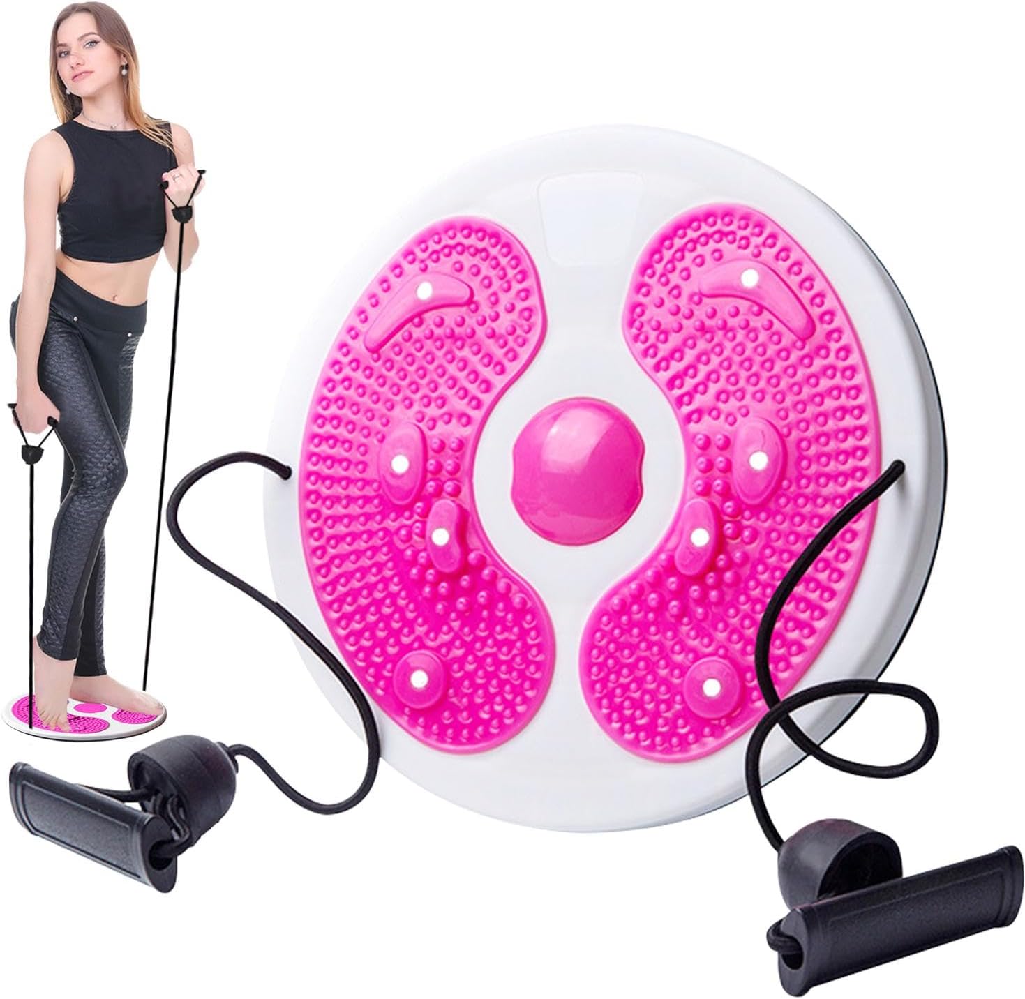 Waist Twisting Fitness Disc with Foot Massage & Resistance Bands