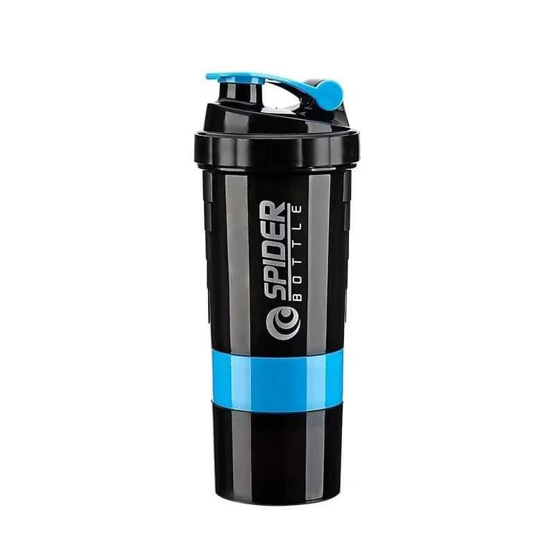 Non-Slip Sports Water Bottle with Pill Tray, Leak-Proof Shaker Blender